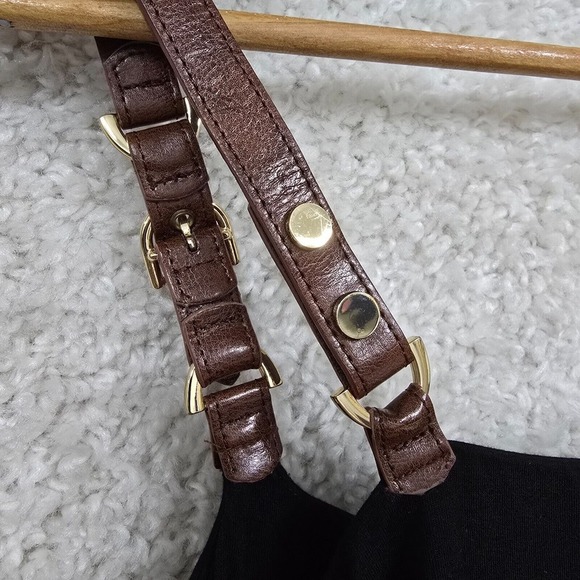 Cache‎ Womens Babydoll Mini Dress Buckle Strap Black Size M Y2K Steampunk - Picture 9 of 14